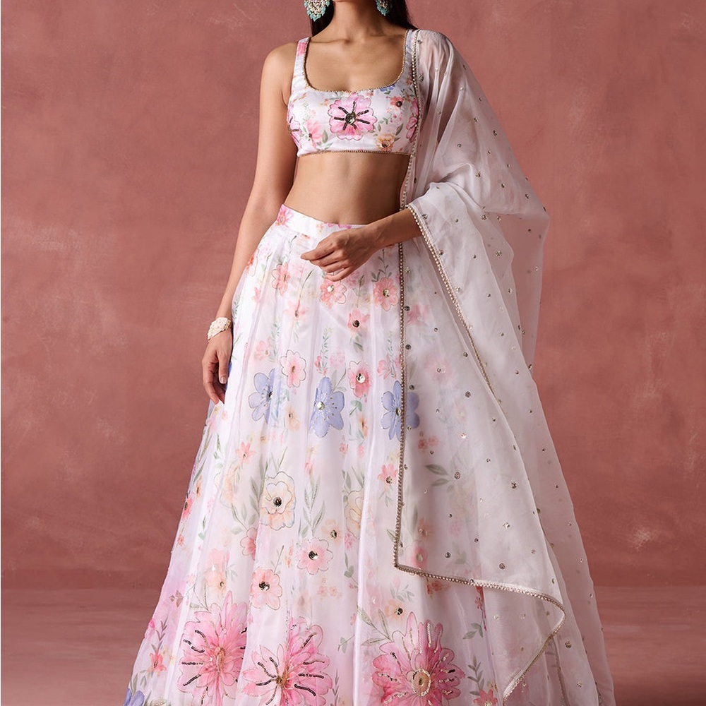 Floral White Lehenga Set (Indian Wedding)